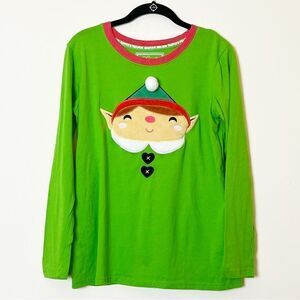 Secret Santa Christmas Elf Santa’s Helper Sleep Shirt, Size Large Green